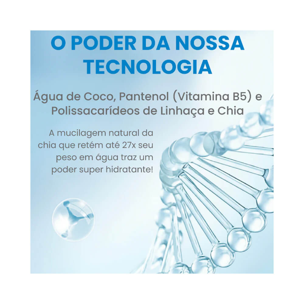 Imagem explicativa da tecnologia do leave-in Cadiveu Essentials Hydra Up com ingredientes naturais